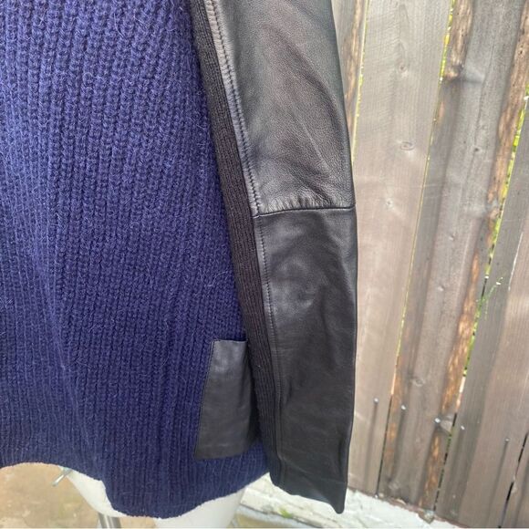 Maje Ornella Al-paca/Wool Blend Lambs Leather cardigan size 1/S - Picture 5 of 9